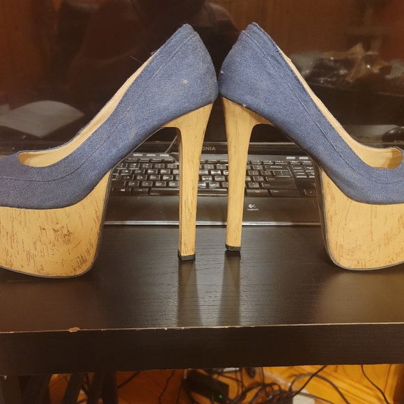 Denim platform pumps - Picture 4 of 4